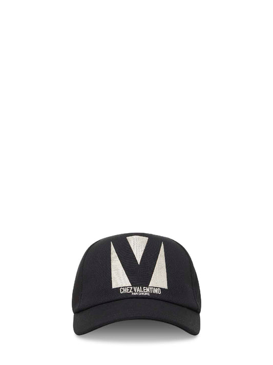 Black cotton Chez Valentino baseball cap