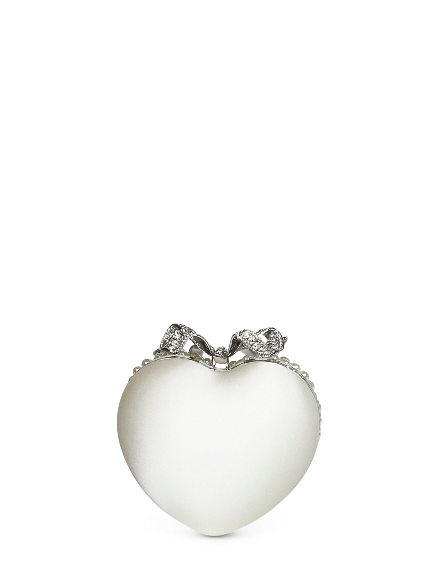 Cream Pearl Heart clutch bag