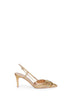Gold laminated nappa leather Vlogo Signature slingback pumps