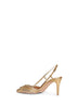 Gold laminated nappa leather Vlogo Signature slingback pumps