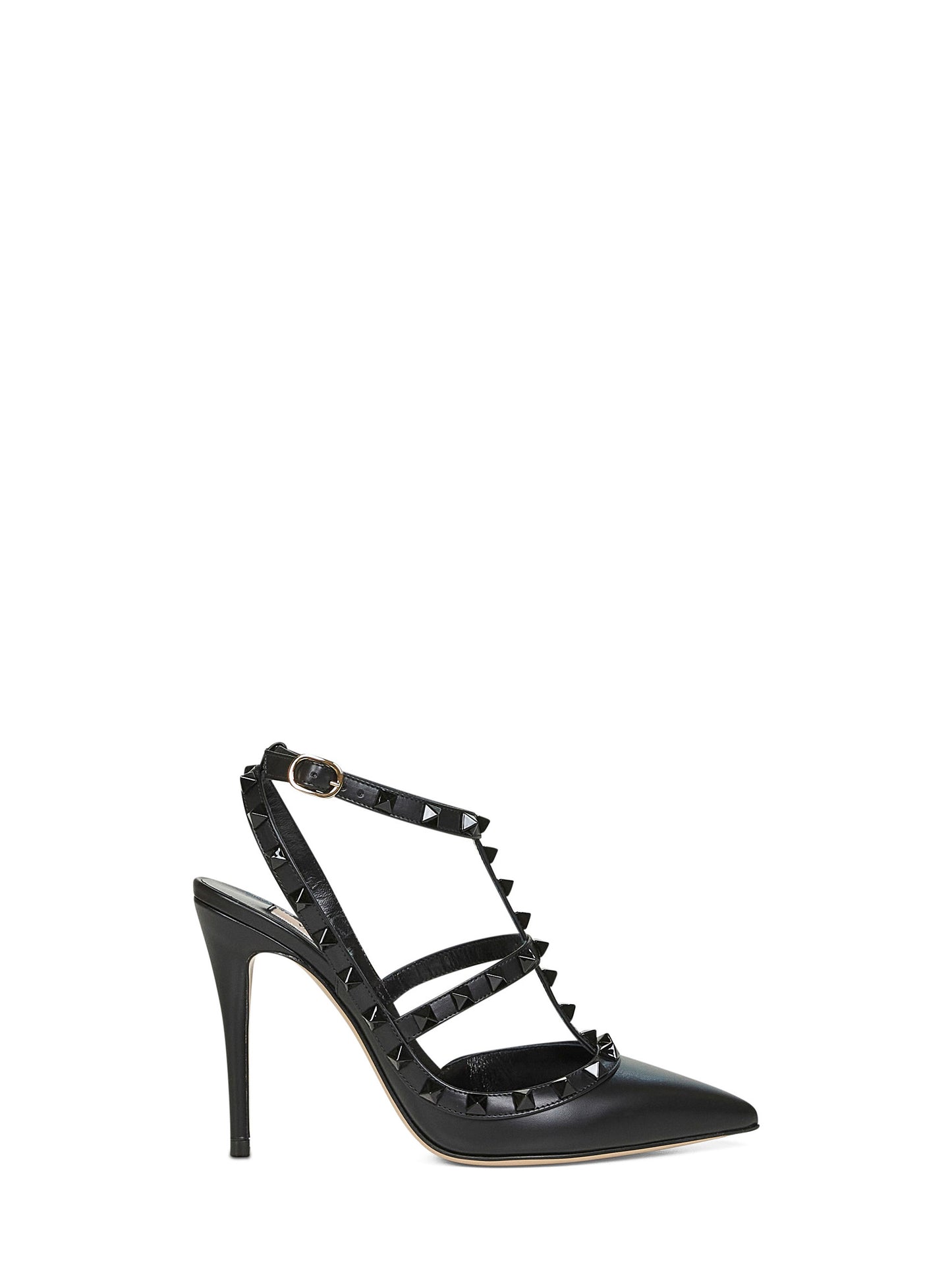 Black calf leather Rockstud slingback