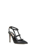 Black calf leather Rockstud slingback