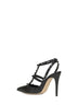 Black calf leather Rockstud slingback