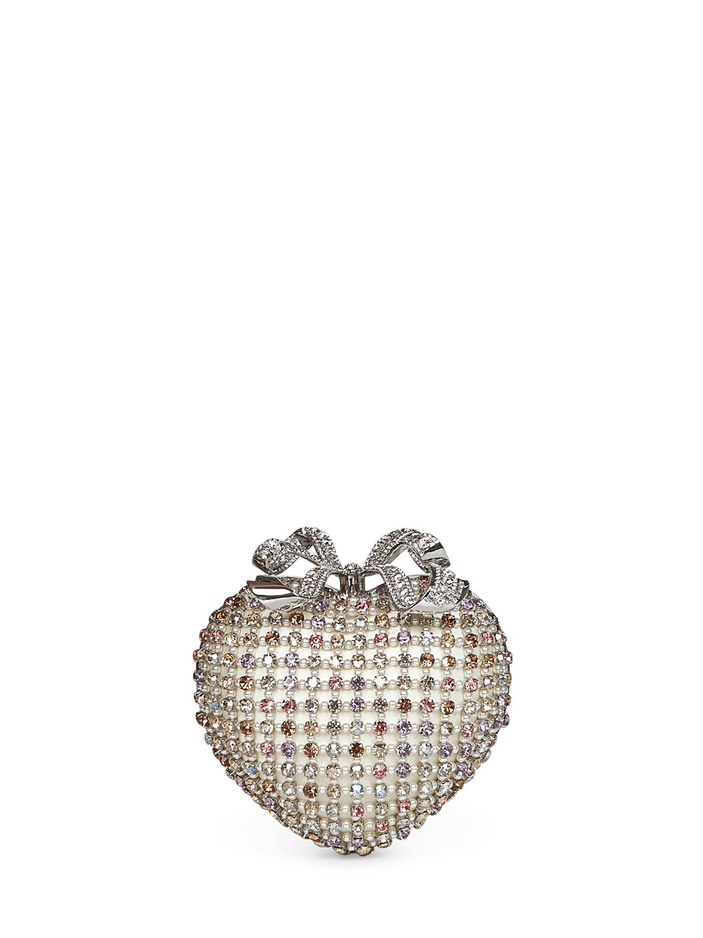 Multicolor Multi-Crystal Heart clutch bag