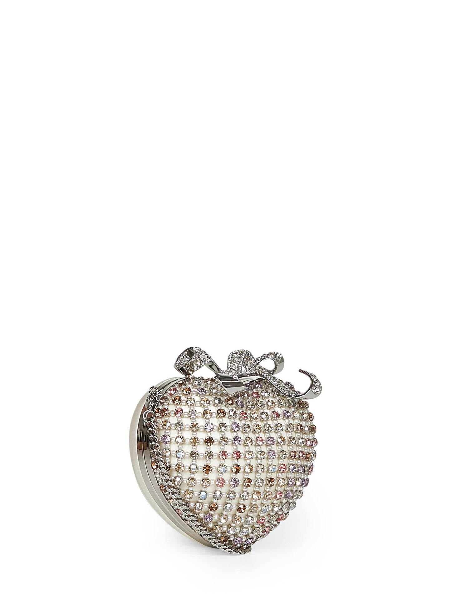 Multicolor Multi-Crystal Heart clutch bag