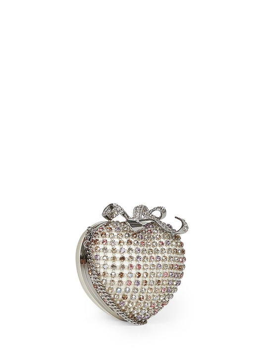 Multicolor Multi-Crystal Heart clutch bag