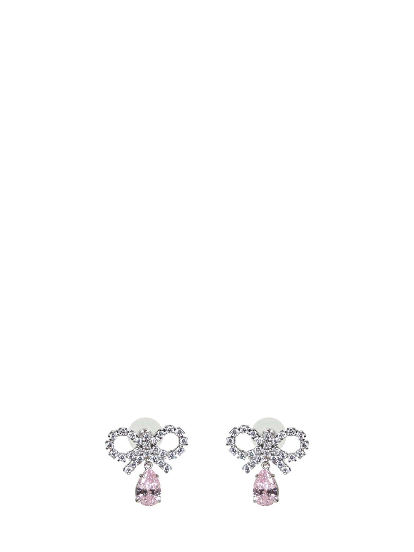 Orecchini a fiocco con pendente a goccia rosa