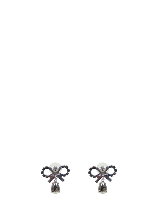 Orecchini a fiocco con pendente a goccia rosa