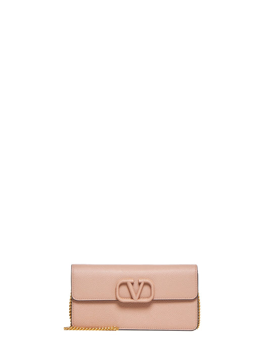 VLogo Signature leather wallet on chain
