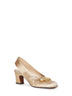 Gold glitter laminated fabric Adamantine slingback pumps