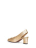Gold glitter laminated fabric Adamantine slingback pumps