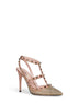 Décolleté slingback Rockstud in pelle e rete con strass