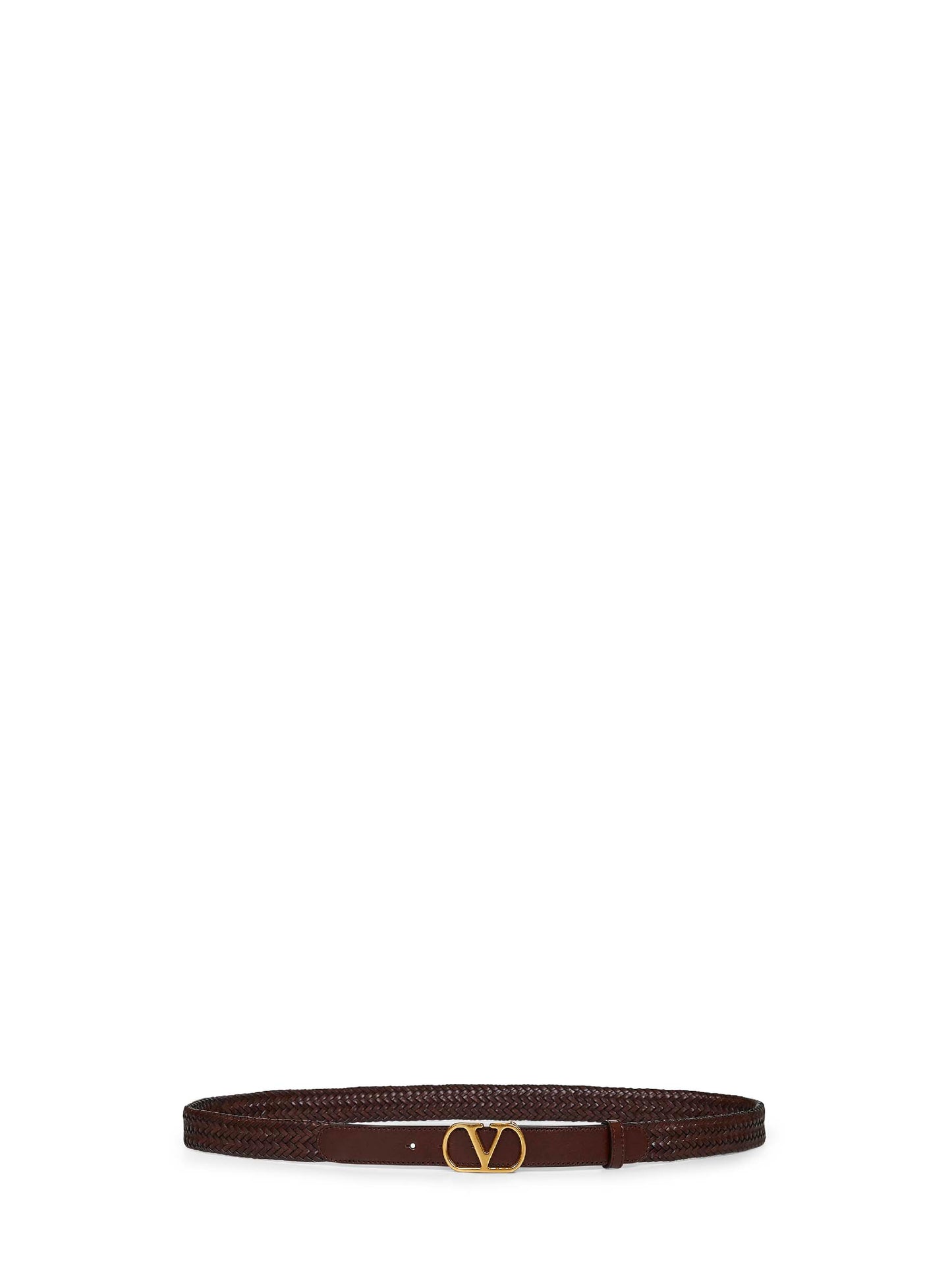 Cintura VLogo Signature in pelle intrecciata cuoio