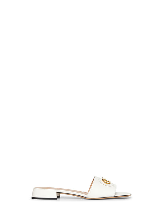 Sandali slide VLogo Signature in vitello avorio