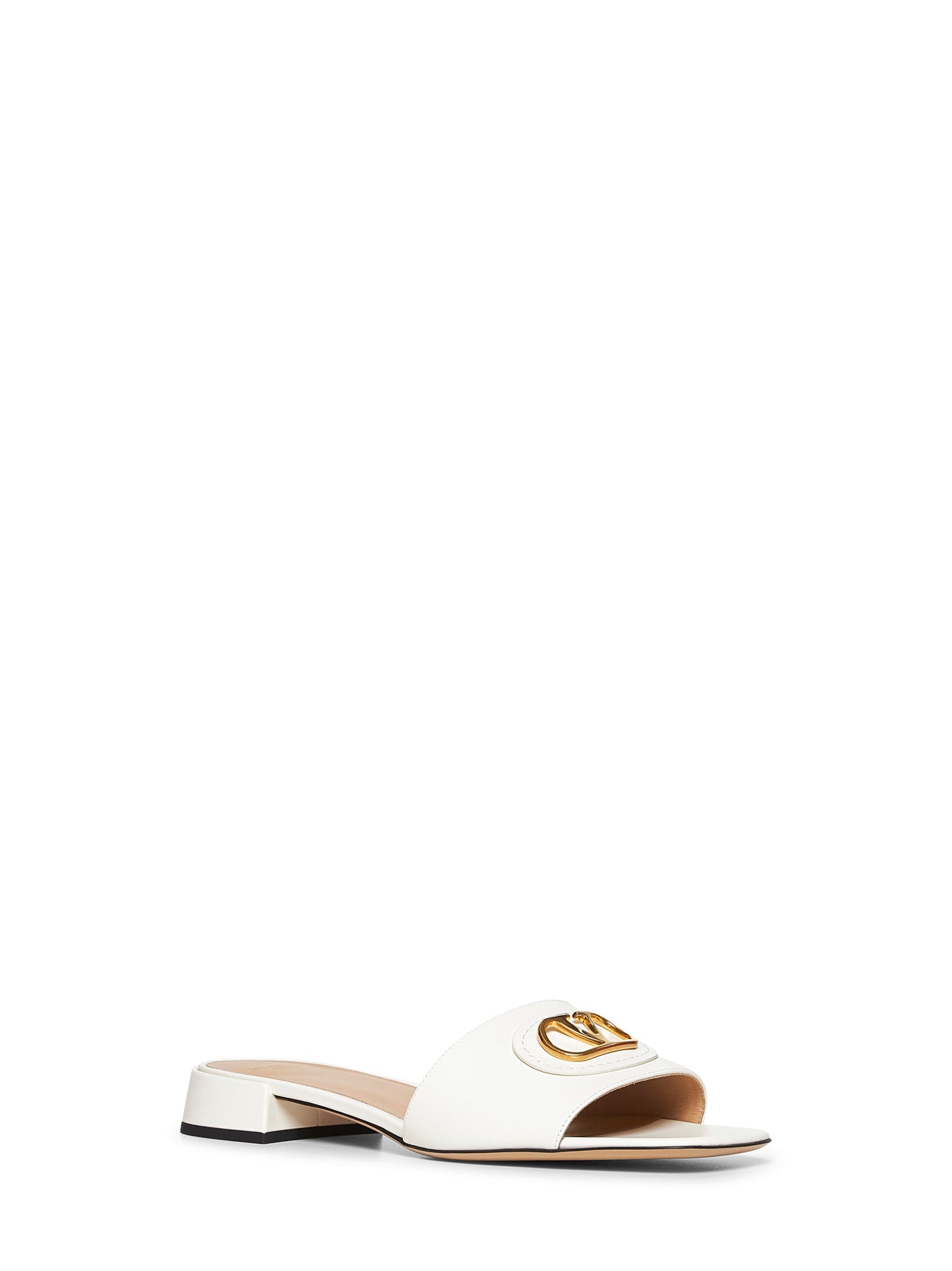 Ivory calfskin VLogo Signature slide sandals