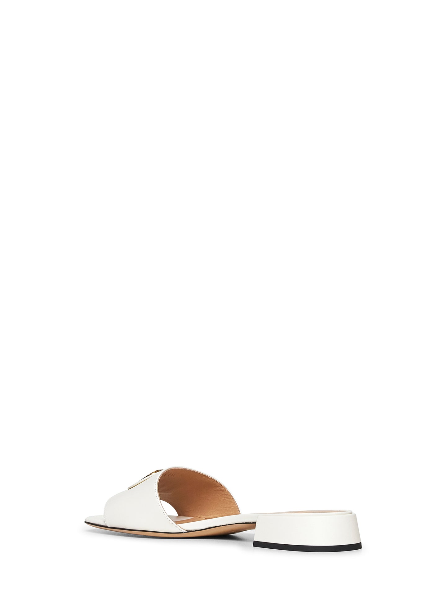 Ivory calfskin VLogo Signature slide sandals