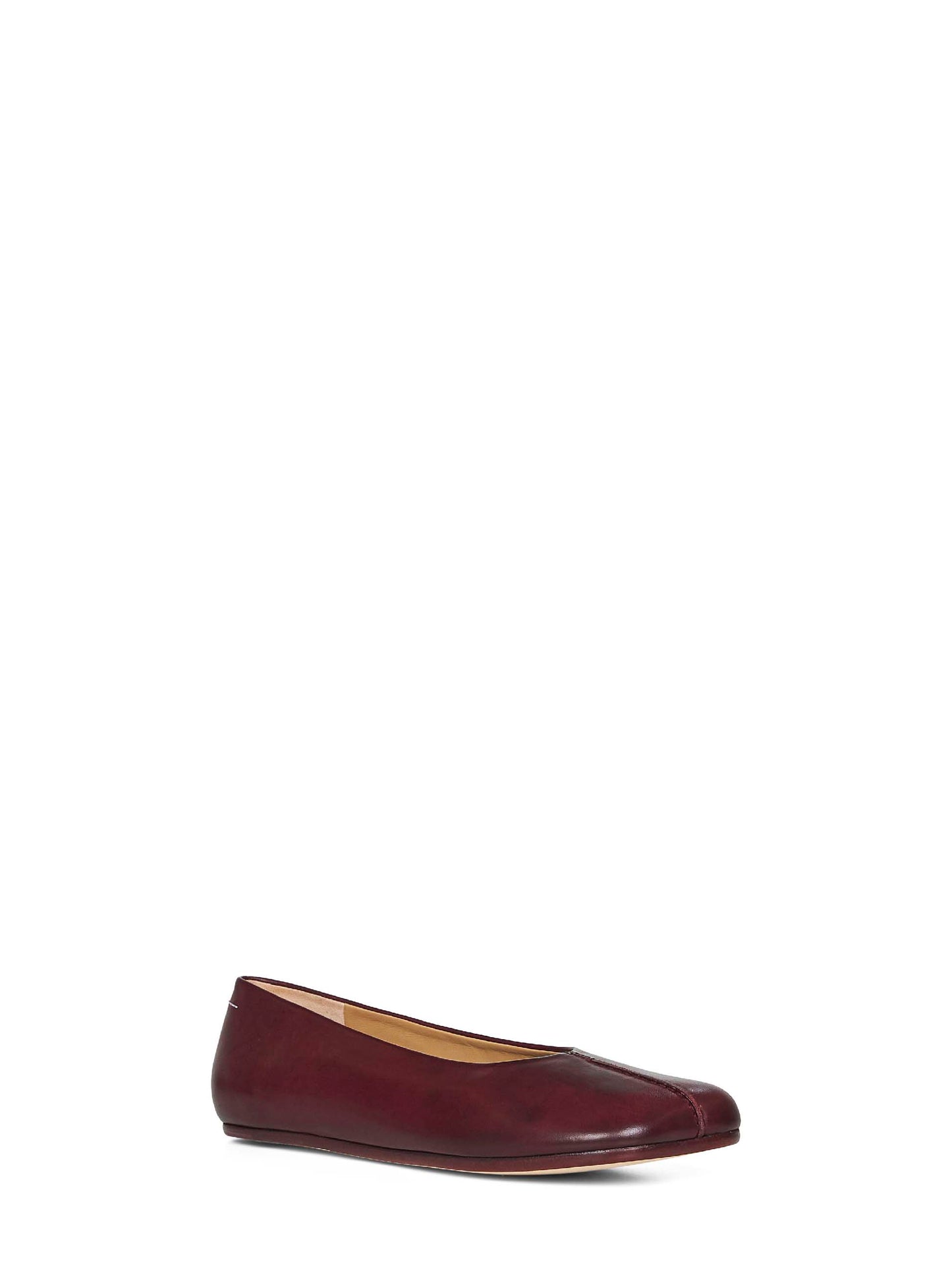 Burgundy stitch-out leather ballet flats