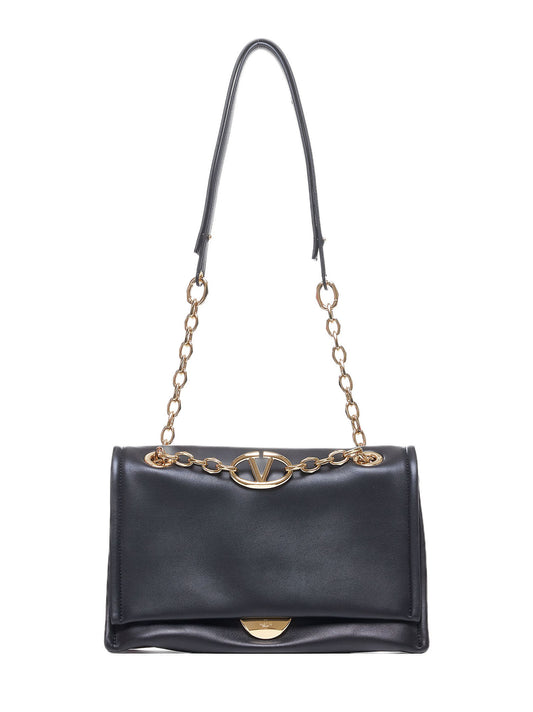 VLogo Chain leather small tote bag