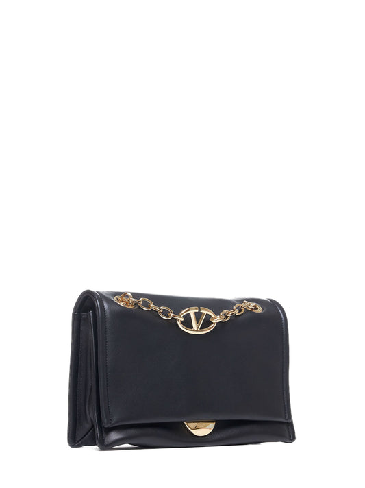 VLogo Chain leather small tote bag