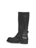 Black calf leather biker boots