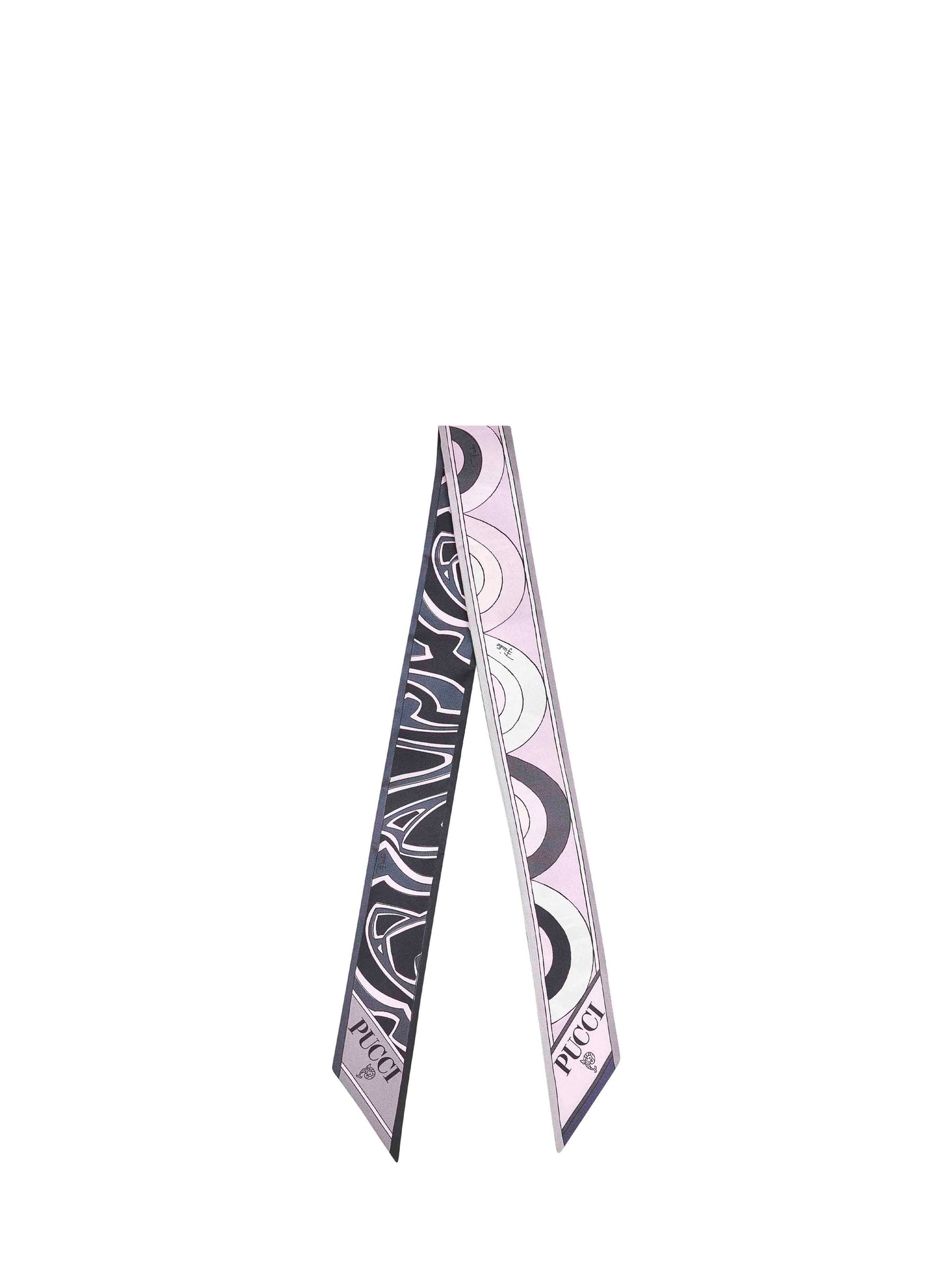 Iride and Labirinto print silk twill scarf