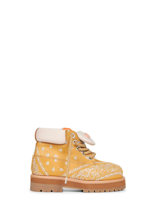 Yellow bandana print nubuck Strada Low Bandana ankle boots
