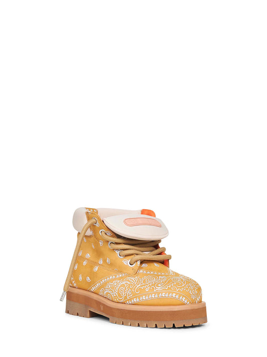 Yellow bandana print nubuck Strada Low Bandana ankle boots