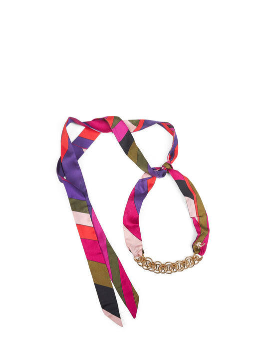 Iride print silk twill Bandeau necklace