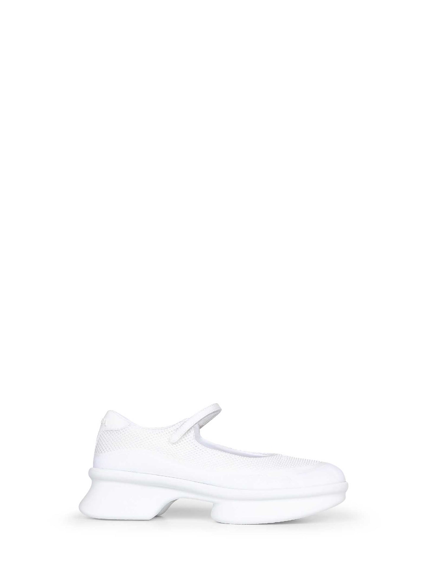 White mesh and neoprene sneakers-style ballet flats