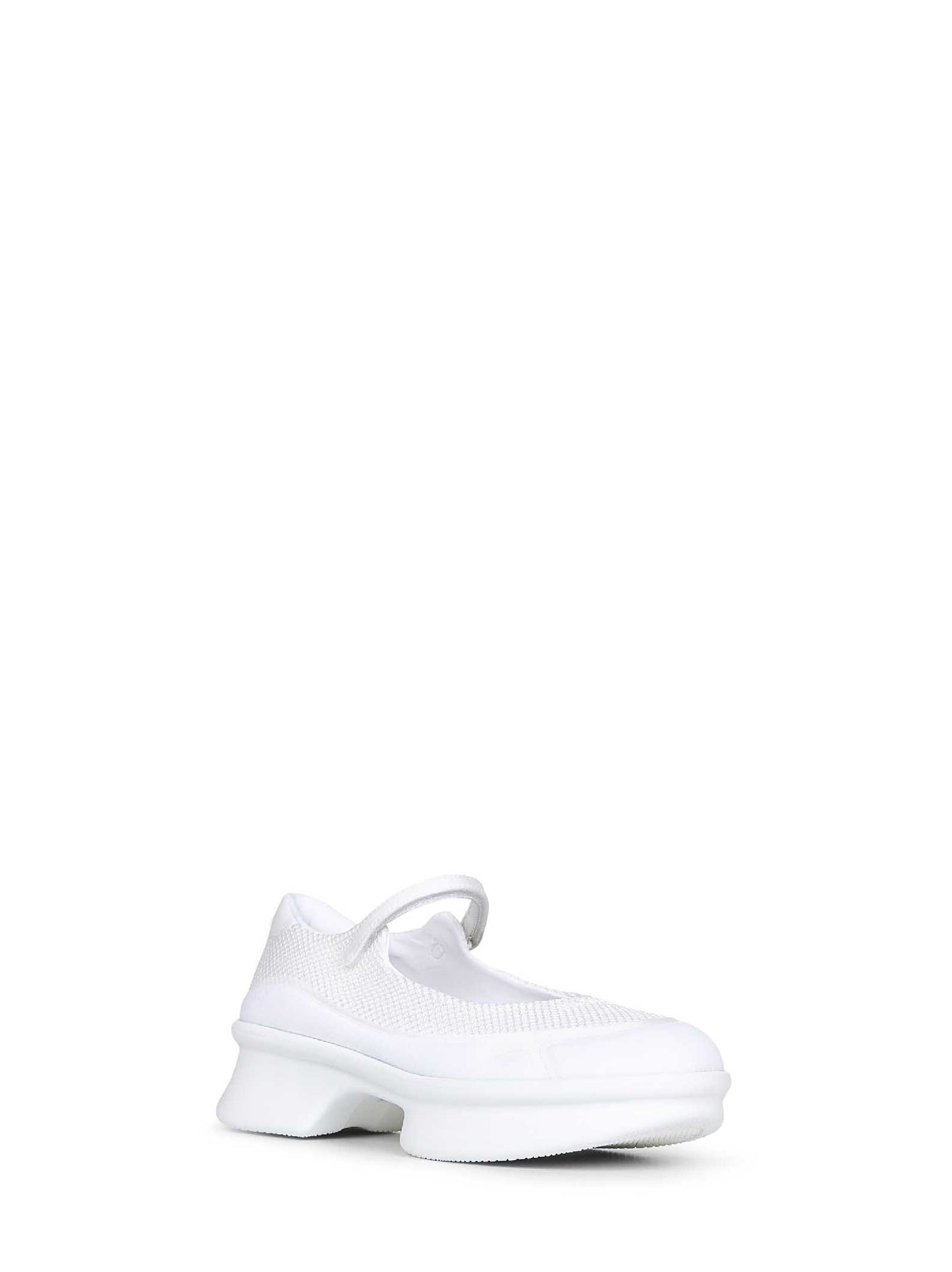 White mesh and neoprene sneakers-style ballet flats