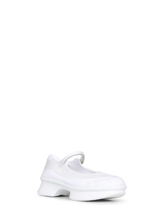 White mesh and neoprene sneakers-style ballet flats