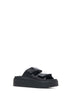 Black padded nappa leather wedge sandals