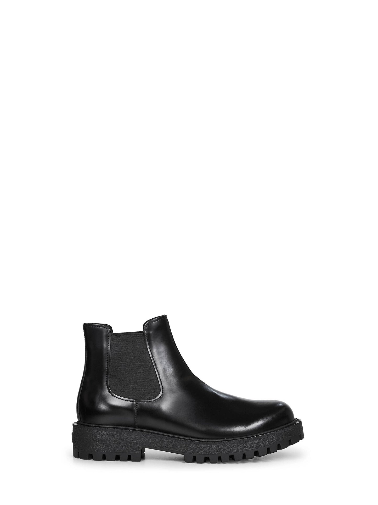 Black calfskin Chelsea boots by Prada