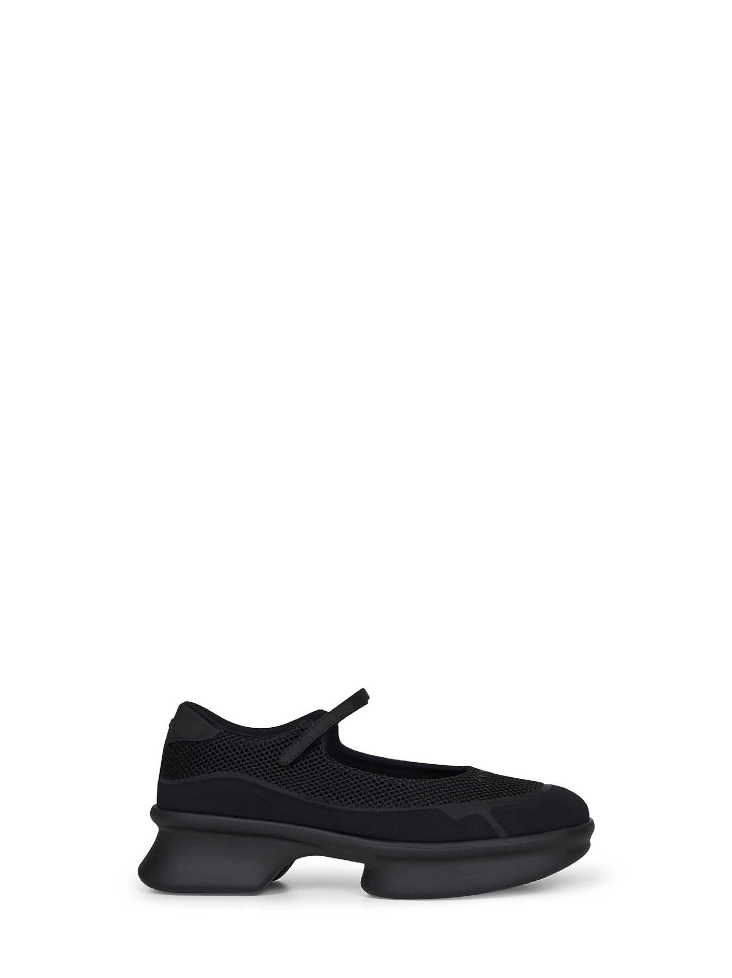 Black mesh and neoprene sneakers-style ballet flats