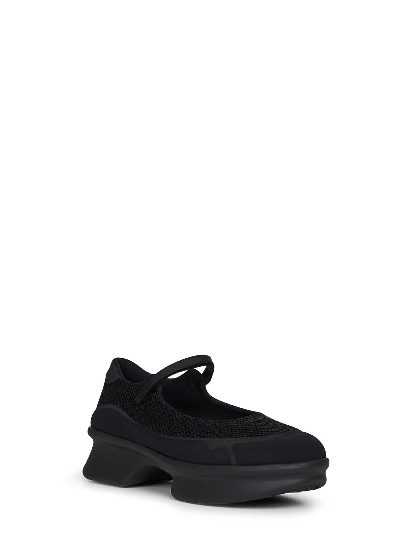 Black mesh and neoprene sneakers-style ballet flats