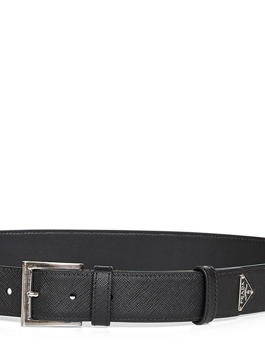 Black Saffiano leather belt