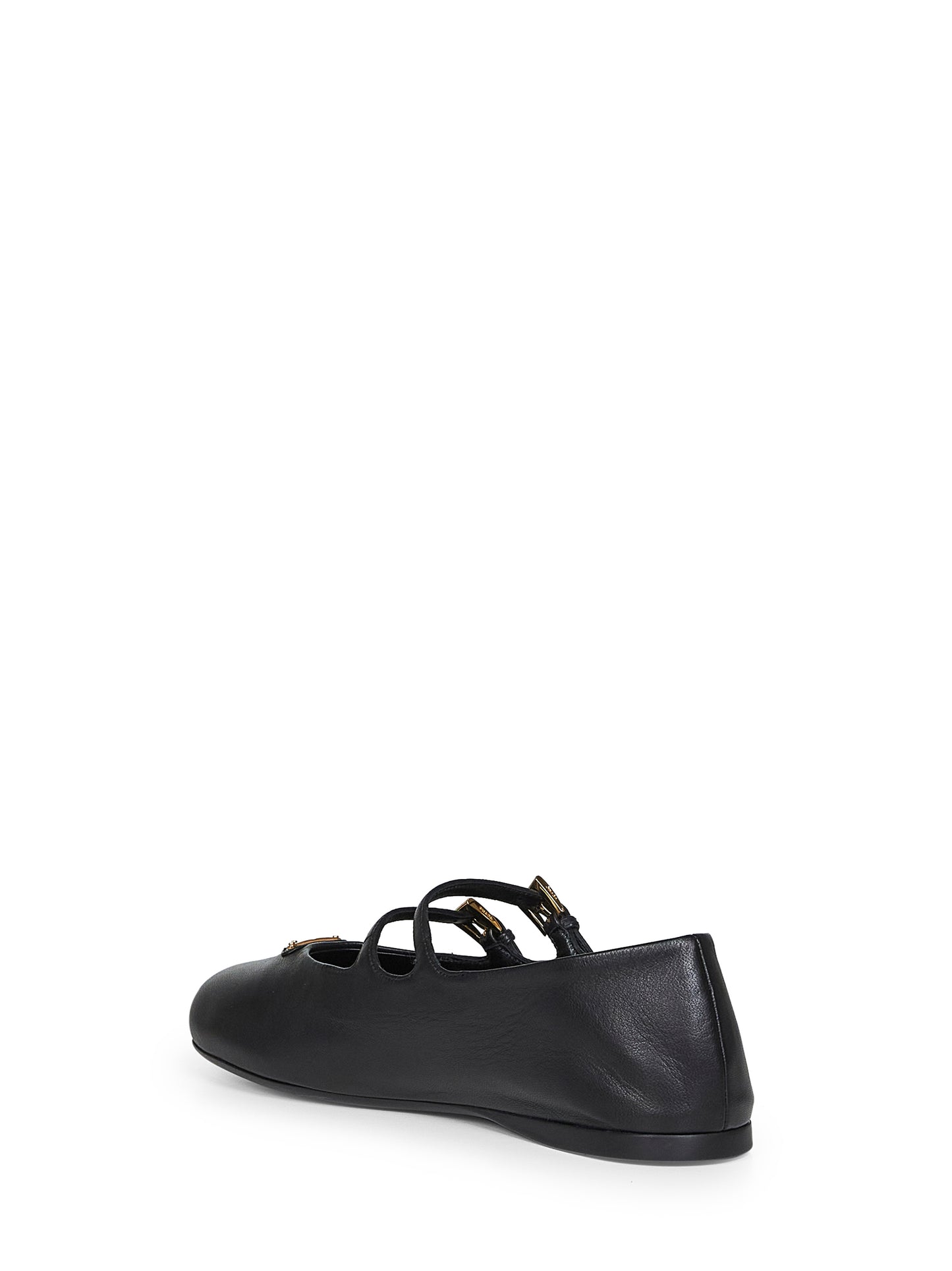 Black nappa leather ballet flats