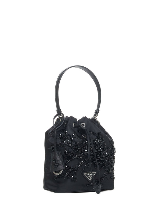 Crystals Re-nylon mini bucket bag