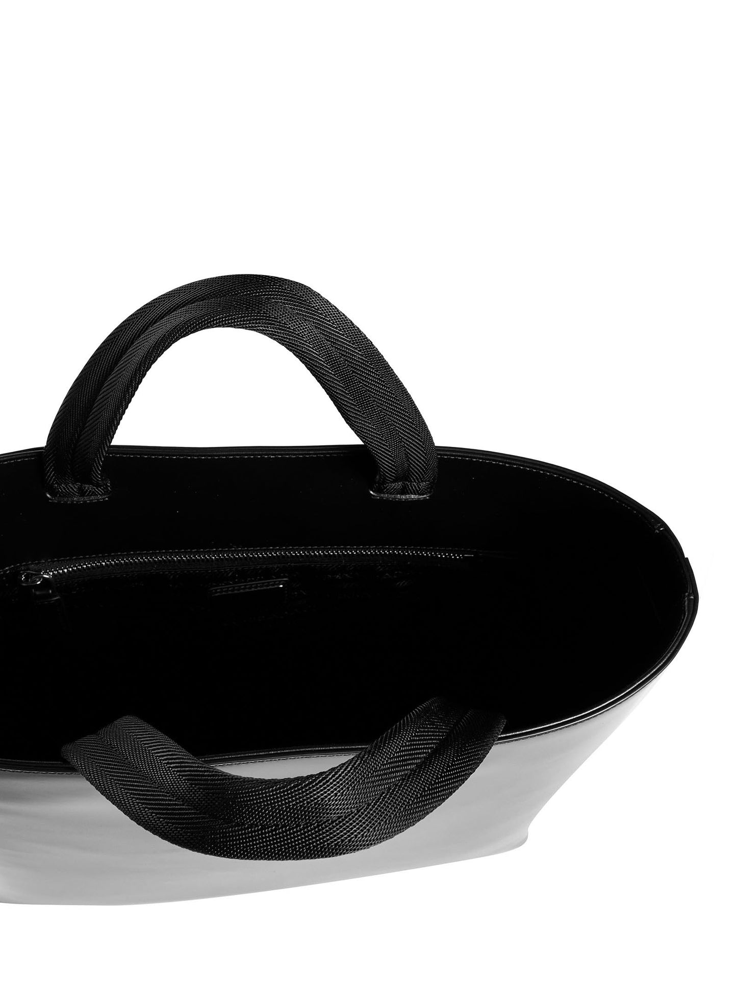 Black shopping bag with water bottle