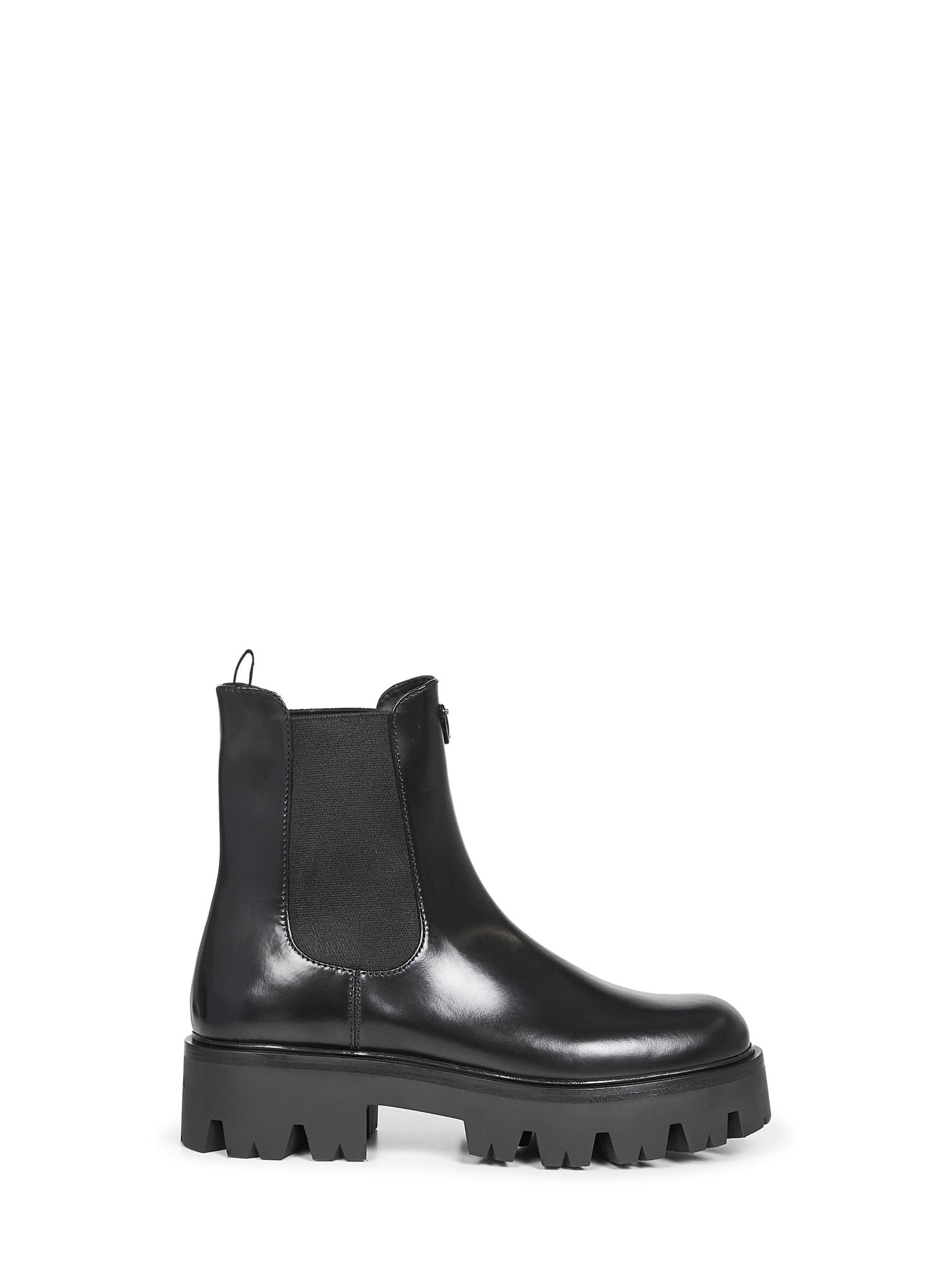 Black brushed leather ankle boots