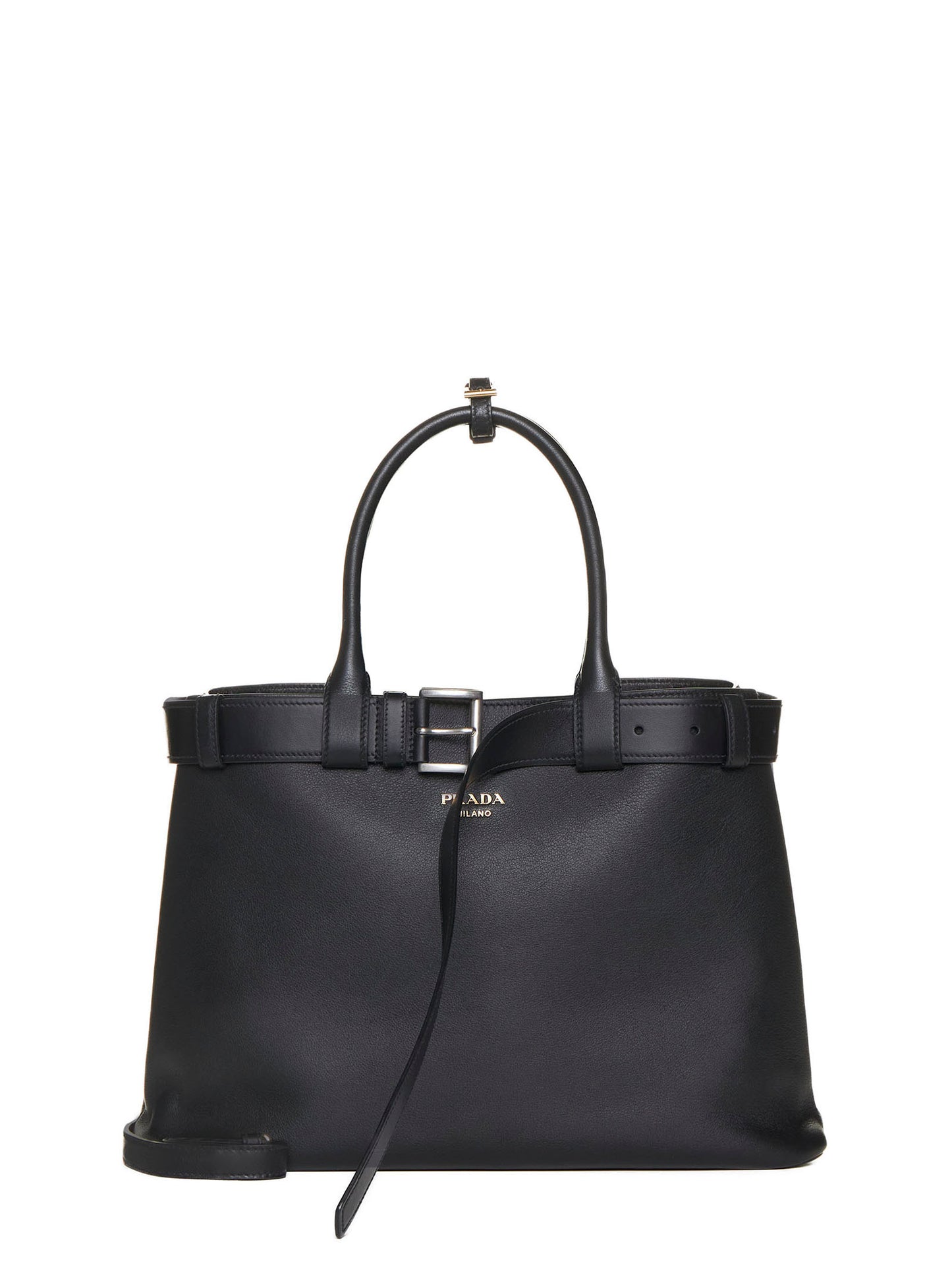 Buckle leather large tote bag