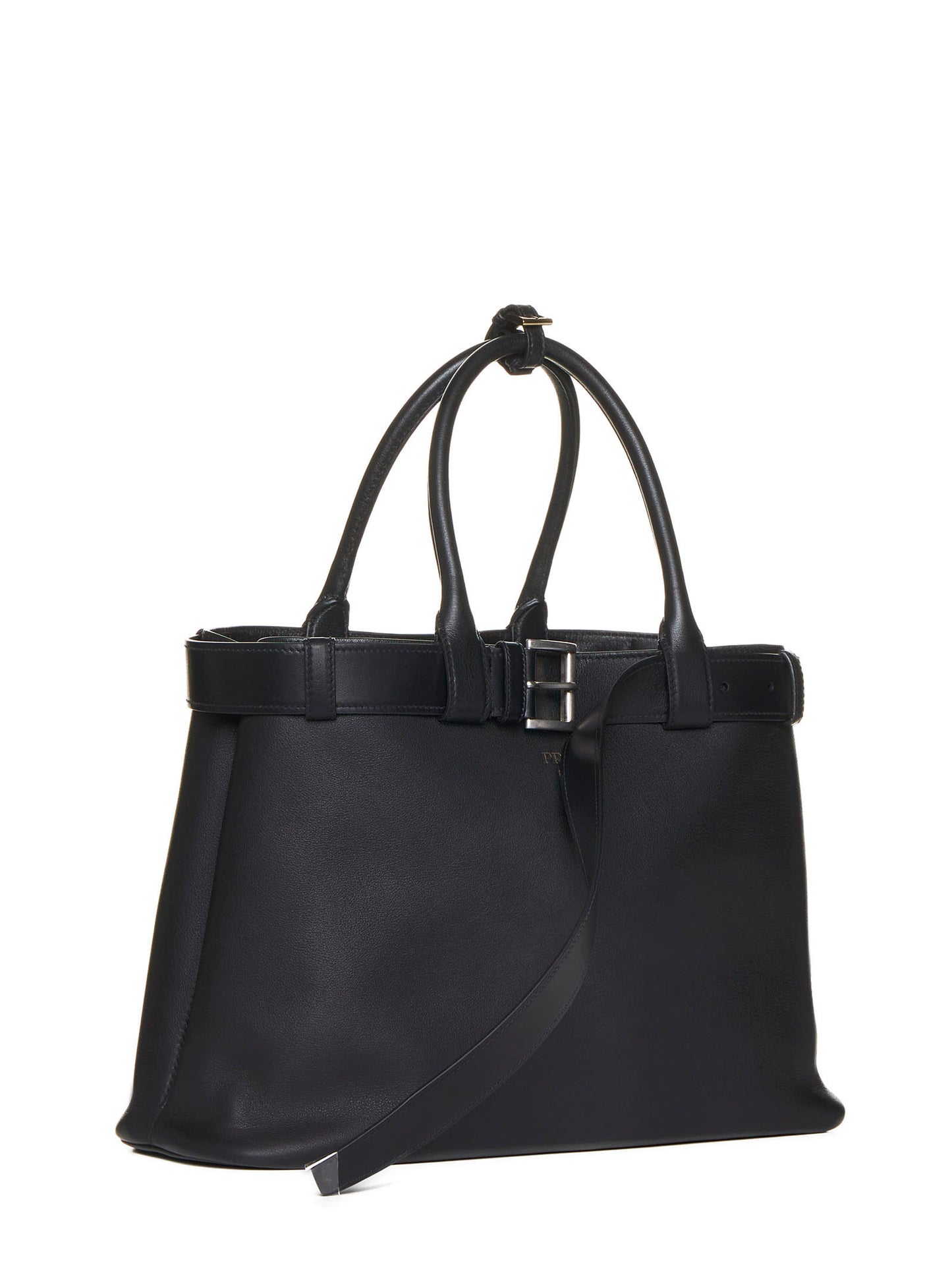 Buckle leather large tote bag