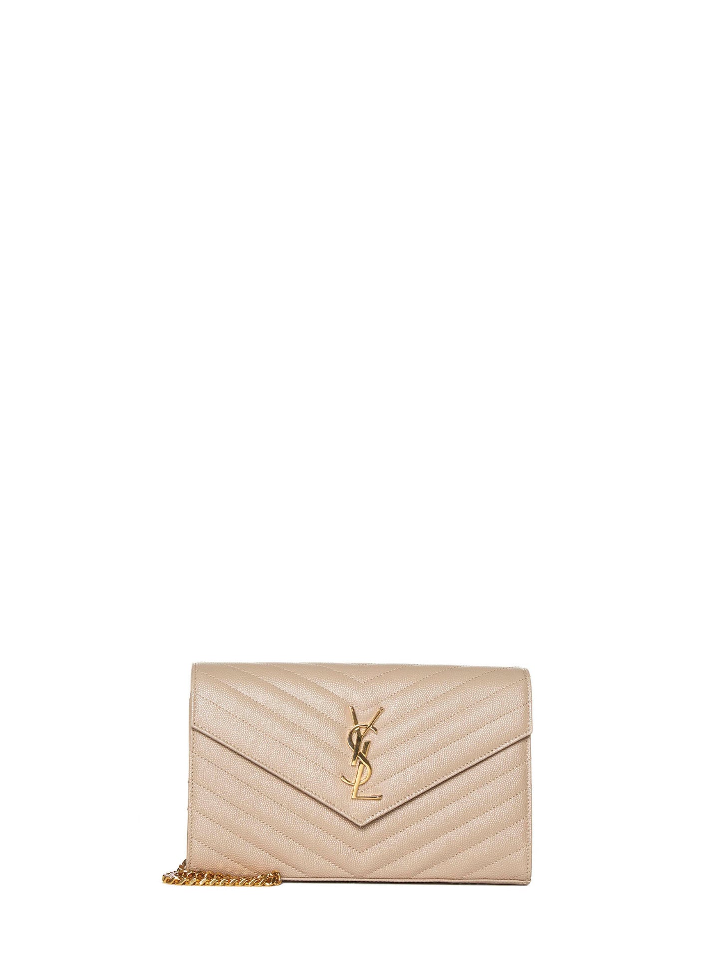 Clutch in pelle trapuntata con logo YSL