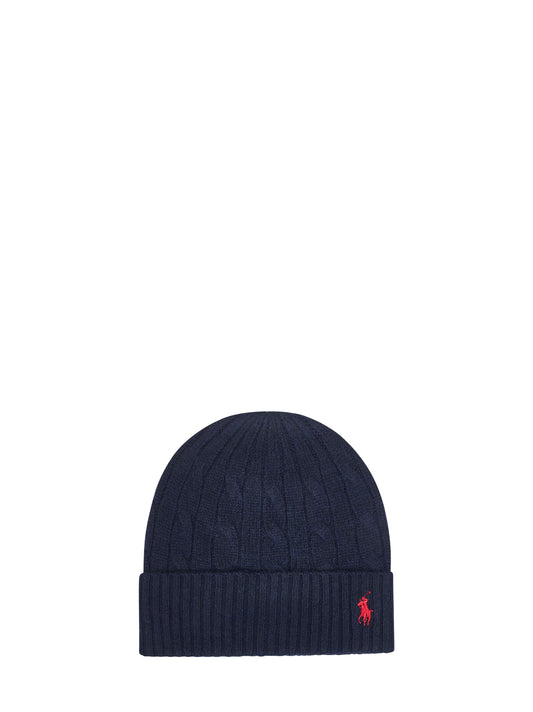 Blue cable-knit wool and cashmere beanie