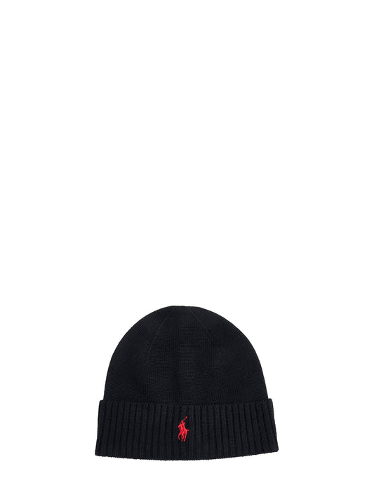 Black hat with red logo