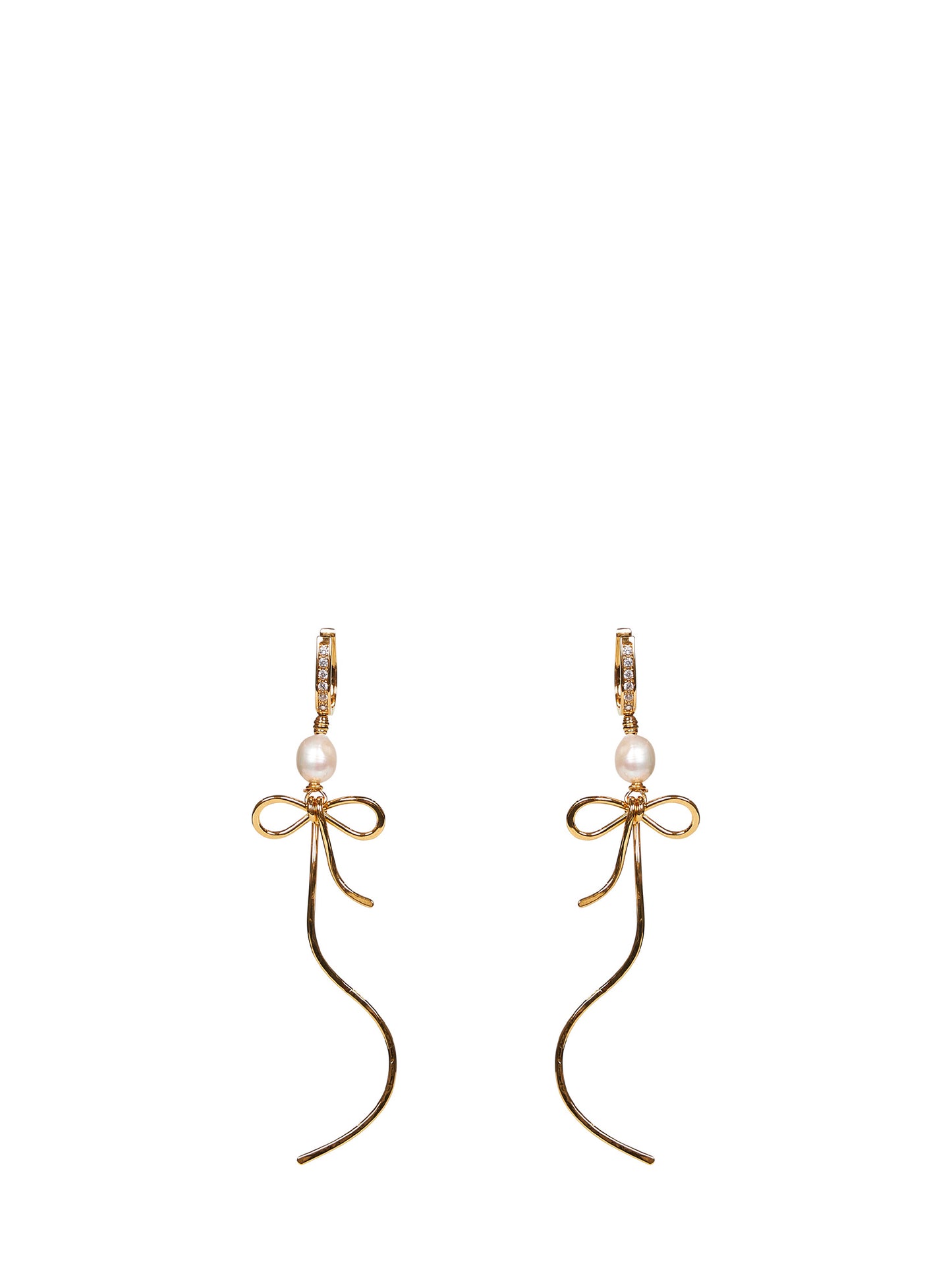Gold Bow drop earrings with pearls