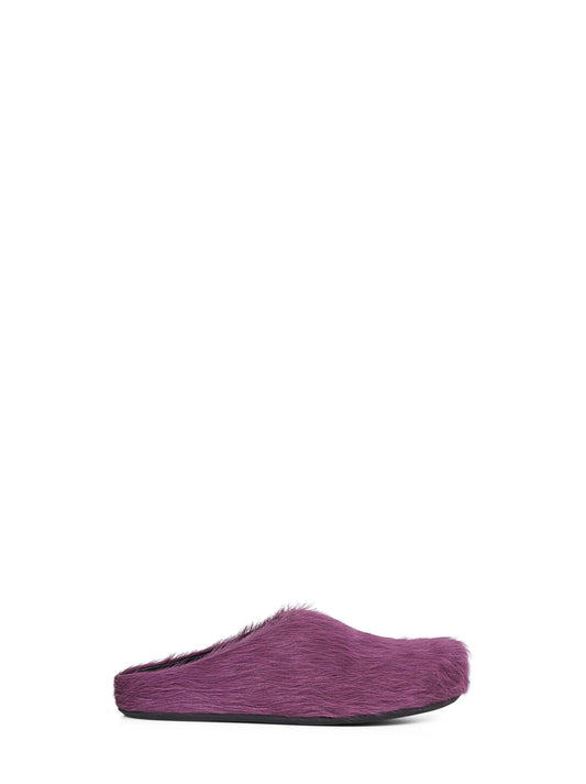 Sabot Fussbett in vitello a pelo lungo viola