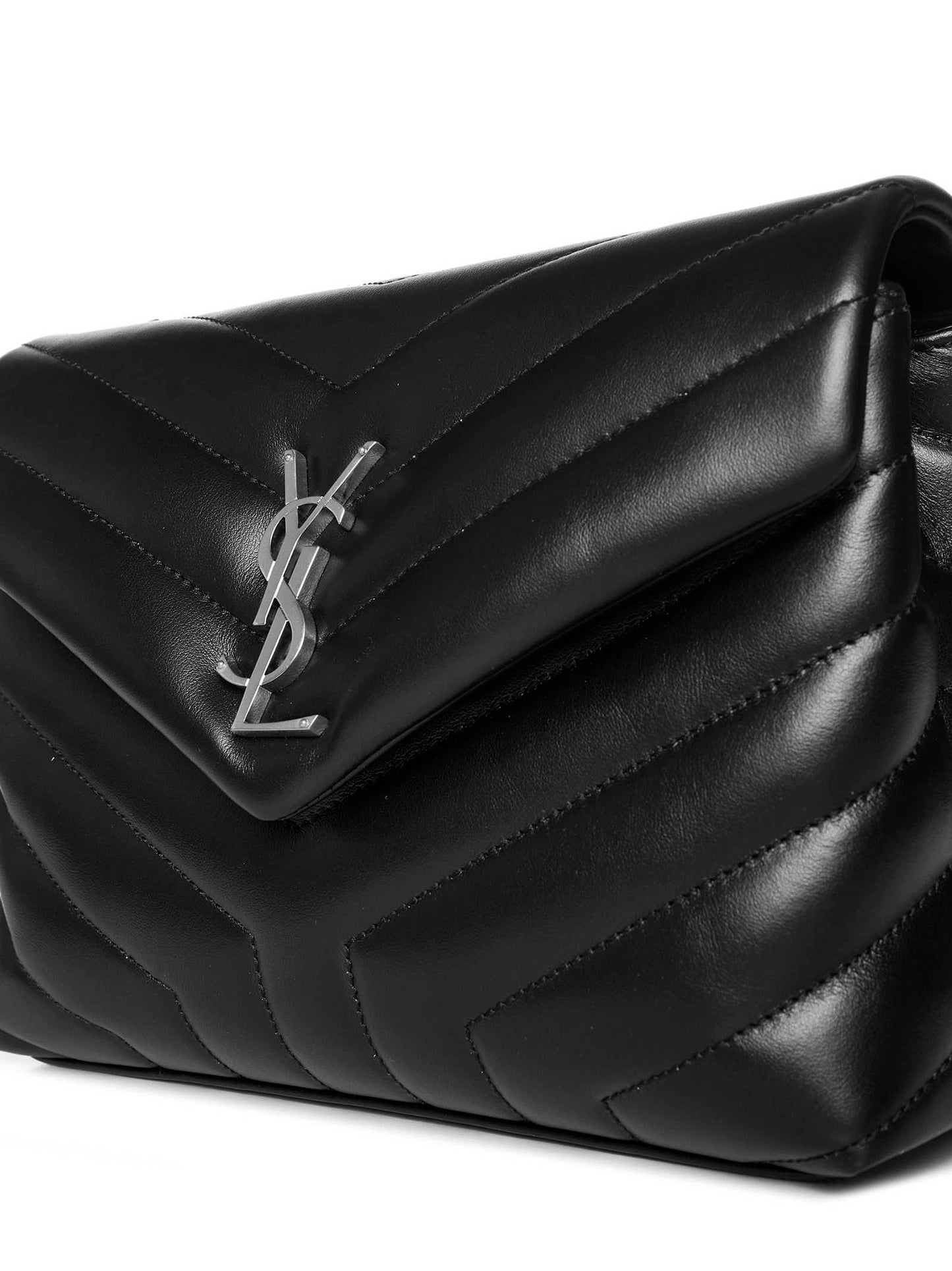 Borsa LouLou piccola in pelle con logo YSL