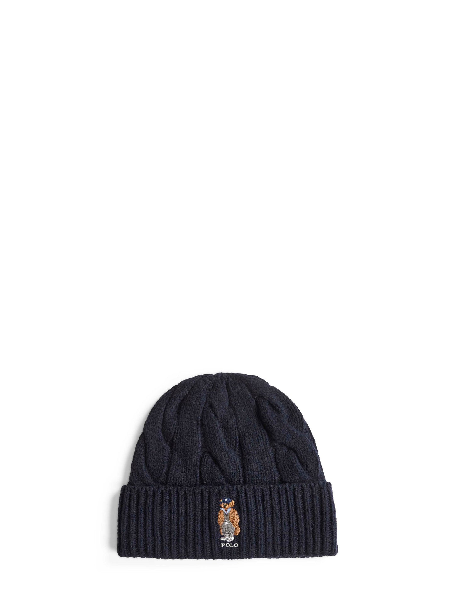 Blue Polo Bear wool blend beanie