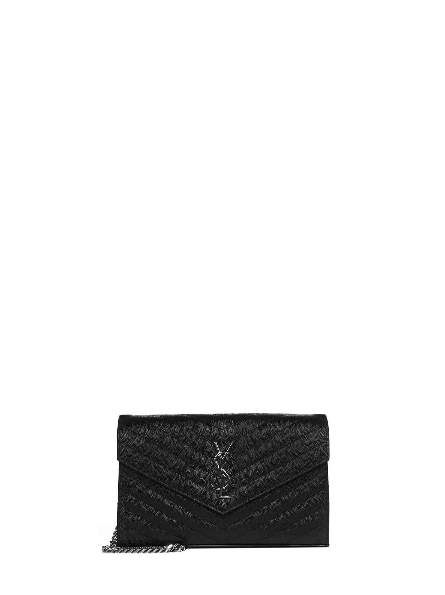 Clutch in pelle trapuntata con logo YSL